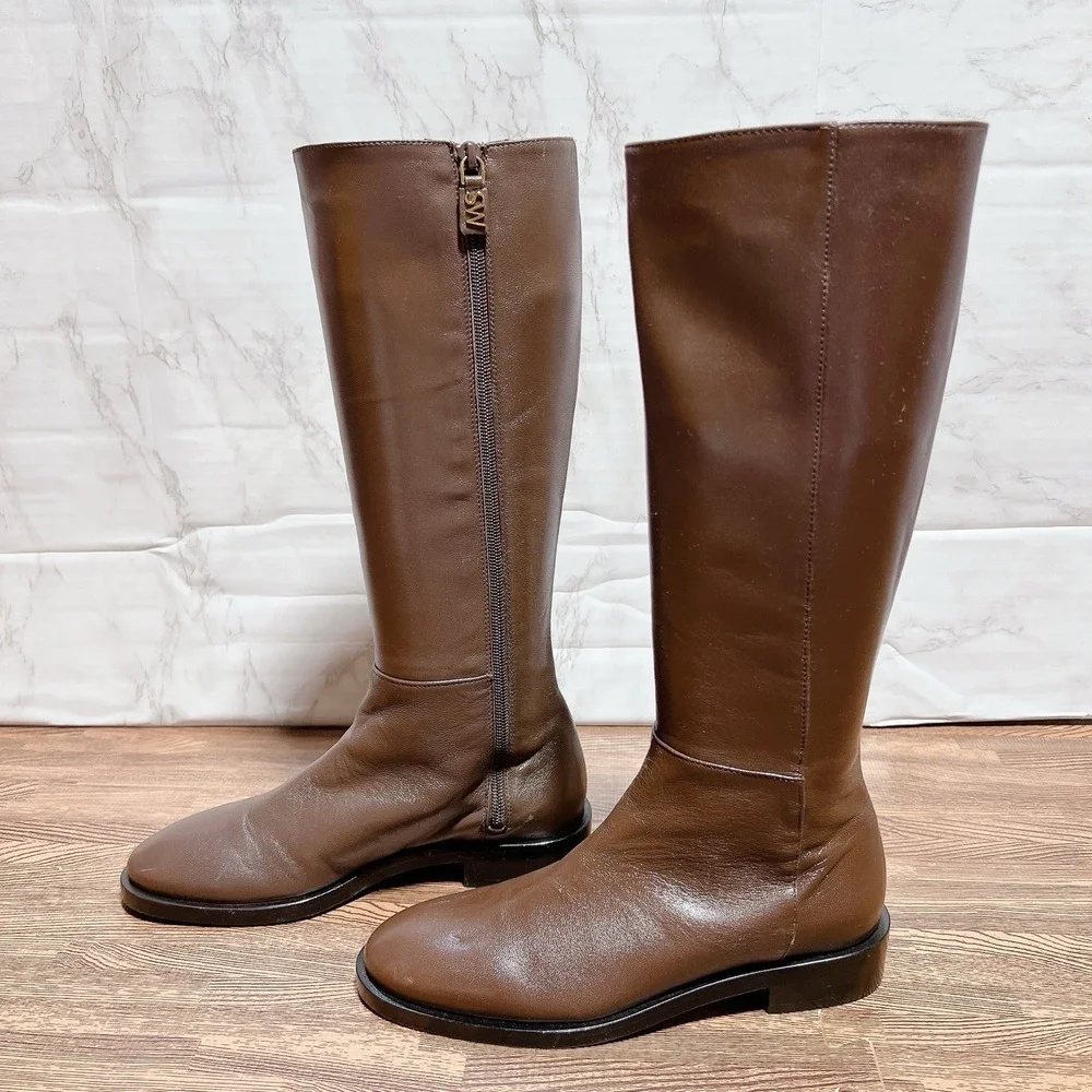 Stuart WEITZMAN GRACIE Tubo Knee High Riding Boots Brown Leather Womens US 5.5
